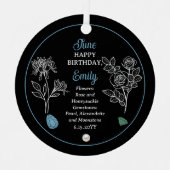 Juni Roos en Honeysuckle Verjaardag Keepsake Metalen Ornament (Voorkant)