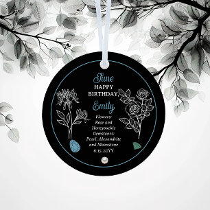 Juni Roos en Honeysuckle Verjaardag Keepsake Metalen Ornament