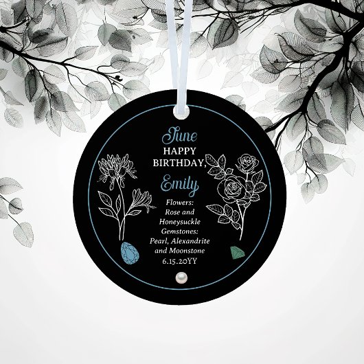 Juni Roos en Honeysuckle Verjaardag Keepsake Metalen Ornament