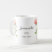 JUNI ROOS GEBOORTEBLOEM MAAND NAAM KADO COFFIE MOK (Voorkant links)