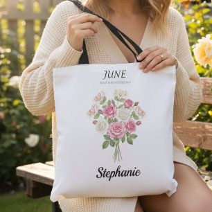 Juni Roos Geboortemaand Bloem Oma Cadeau Tote Bag