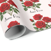 Juni Rozen Bloemen Cadeaupapier (Rol Hoek)