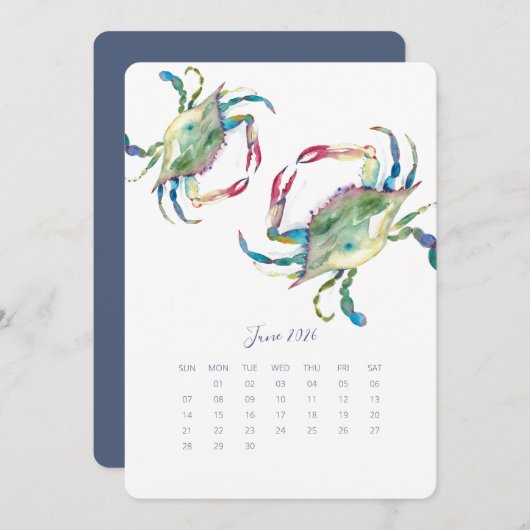 Juni Stand Alone Kalender Blauwe Krab Menu (Voorkant / Achterkant)