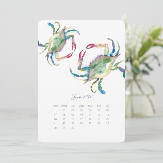 Juni Stand Alone Kalender Blauwe Krab Menu (Staand voorkant)
