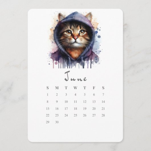 Juni Stand-alone Kalender Kitty Cat Splash Art Menu (Voorkant)