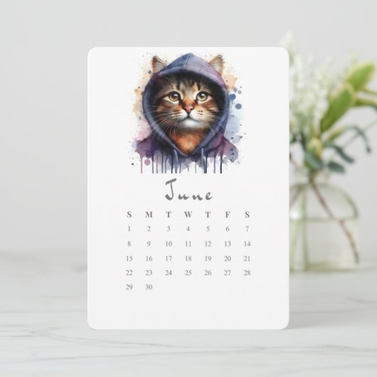 Juni Stand-alone Kalender Kitty Cat Splash Art Menu (Staand voorkant)