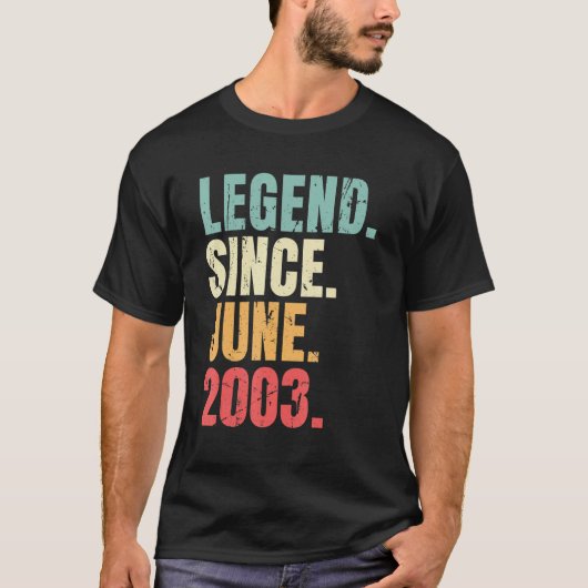 Juni Verjaardag 2003 Legende Sinds 2003 Retro T-shirt (Voorkant)