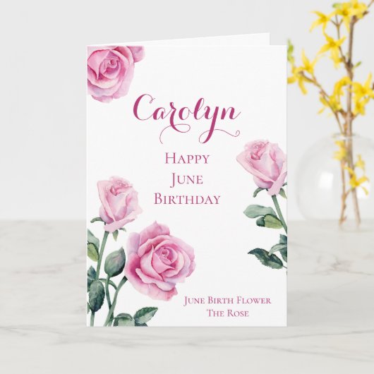 Juni Verjaardag Kaart Geboorte Maand Bloem Roos (Gele Bloem)