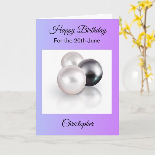 Juni Verjaardag Kaart - Parels (Gele Bloem)