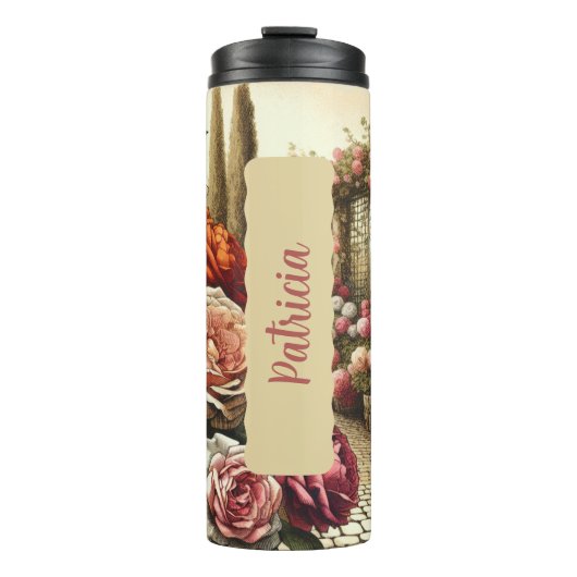 Juni Verjaardag Maand Bloem Roos 16 oz Skinny Thermosbeker (Voorkant)