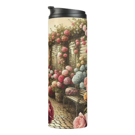 Juni Verjaardag Maand Bloem Roos 16 oz Skinny Thermosbeker (Geroteerd rechts)