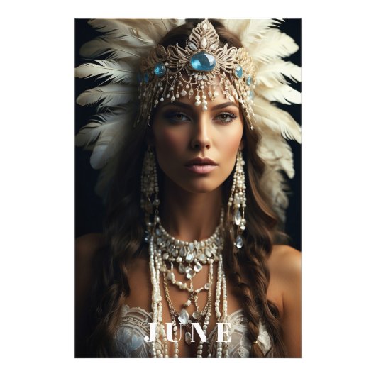 *~ JUNI VERJAARDAG PARELS Boho AP53 Vrouw Foto Afdruk (Voorkant)