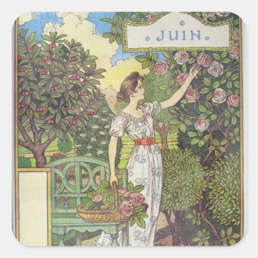 Juni Vierkante Sticker (Voorkant)