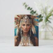 *~ JUNI Vrouw Verjaardag PARELS AP53 Boho Briefkaart (Staand voorkant)