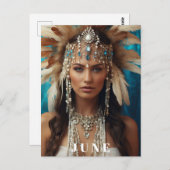 *~ JUNI Vrouw Verjaardag PARELS AP53 Boho Briefkaart (Voorkant / Achterkant)