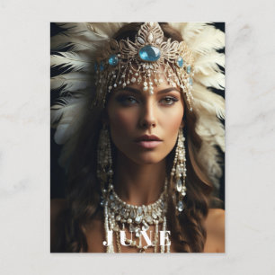 *~ JUNI Vrouw Verjaardag PARELS Boho AP53 Briefkaart