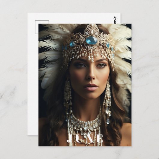 *~ JUNI Vrouw Verjaardag PARELS Boho AP53 Briefkaart (Voorkant / Achterkant)