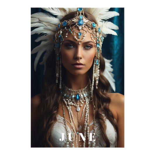 *~ JUNI Vrouw Verjaardag PARELS Boho AP53 Foto Afdruk (Voorkant)