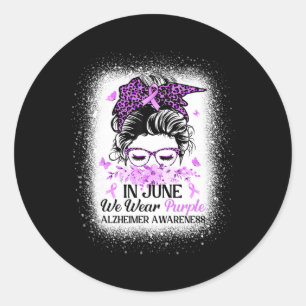 Juni We Draag Paarse Alzheimerheimer Awareness Mes Ronde Sticker