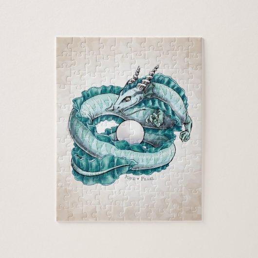 Junilistan Birthstone Dragon: Pearl Legpuzzel (Verticaal)