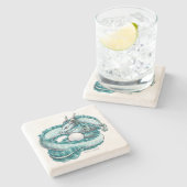 Junilistan Birthstone Dragon: Pearl Stenen Onderzetter (Zijkant)