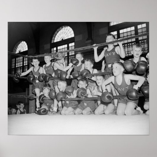 Junior boksen, 1939. Oude foto Poster (Voorkant)