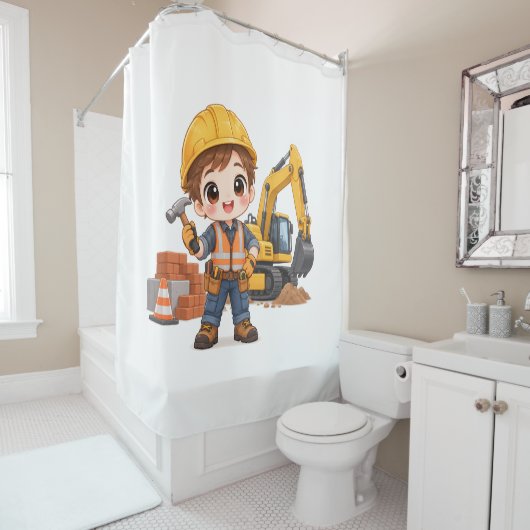 Junior Bouwploeg Douchegordijn (In situ)