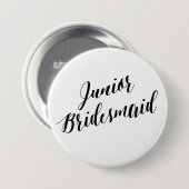 Junior Bridesmaid Black Script Button (Voorkant /achterkant)