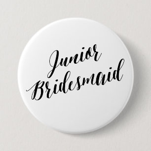 Junior Bridesmaid Black Script Button