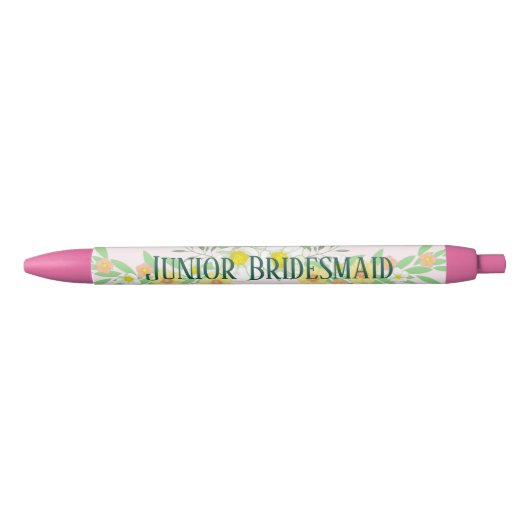 Junior Bridesmaid Floral Zwarte Inkt Pen (Voorkant)