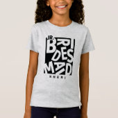 Junior Bridesmaid in zwarte typografie, bruiloft T-shirt (Voorkant)