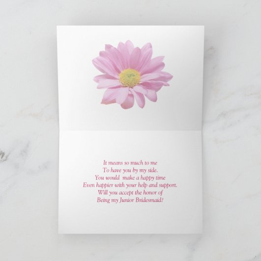 Junior Bridesmaid Invitation - Roze bloemkaart (Binnen)