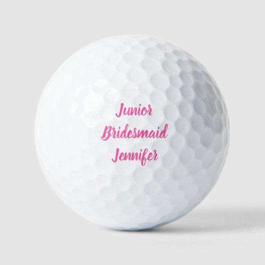Junior Bridesmaid Pink Custom Name Gifts Wedding Golfballen (Voorkant)