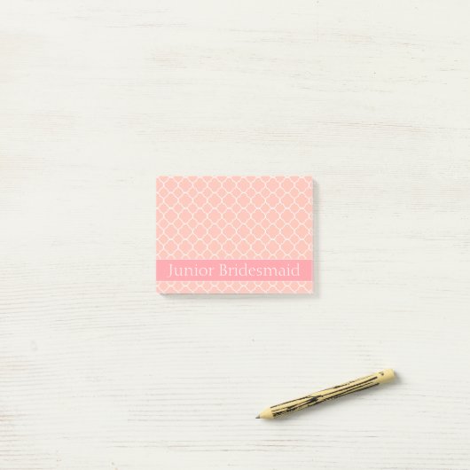 Junior Bridesmaid Pink en White Post-it® Notes (Op bureau)