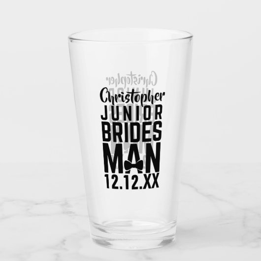 Junior Bridesman Naam Keepsake Glass Glas (Voorkant)