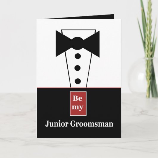 JUNIOR BRUIDEGOM INVITATIE met Tux - Grappig (Voorkant)