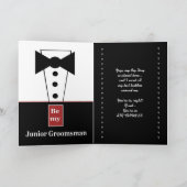 JUNIOR BRUIDEGOM INVITATIE met Tux - Grappig (Binnen)