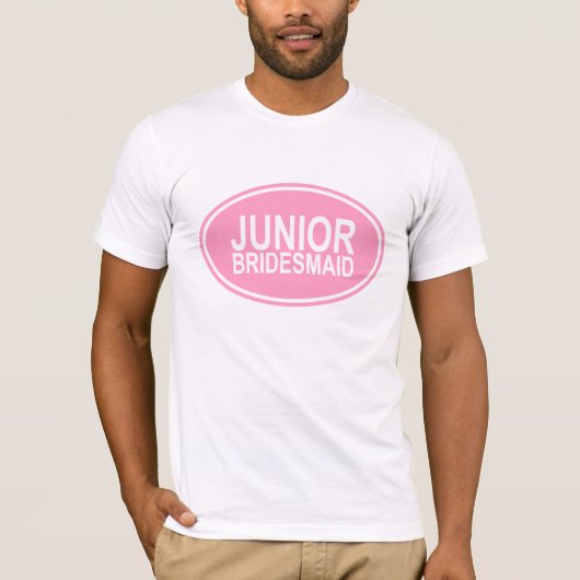 Junior bruidsmeisje bruiloft ovaal roze t-shirt (Voorkant)