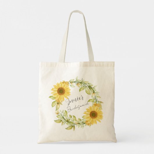 Junior bruidsmeisje zonnebloem tote bag (Achterkant)