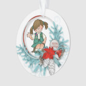 Junior Brunette Blue Pine Wreath Ornament (voorkant)
