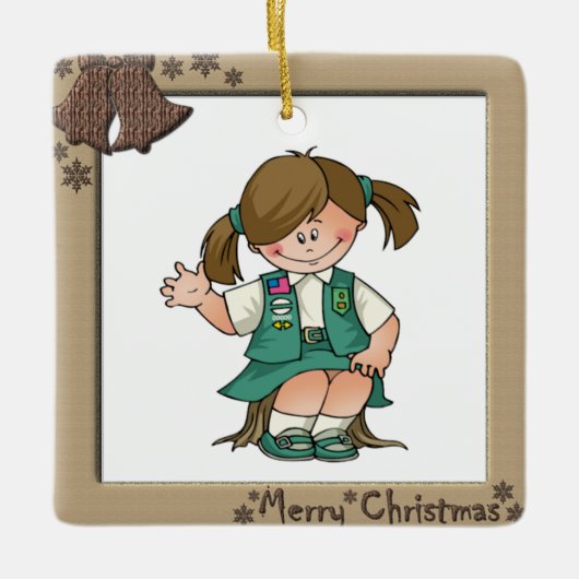 Junior Brunette Lijst Bells Keramisch Ornament (Voorkant)