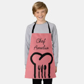 Junior chef-kok roze kleurrijke kinder schort (Gedragen)