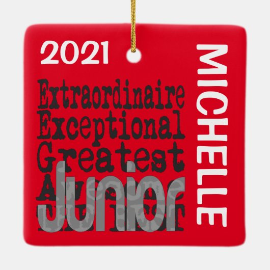 Junior Extraordinaire CUSTOM Keramisch Ornament (Achterkant)