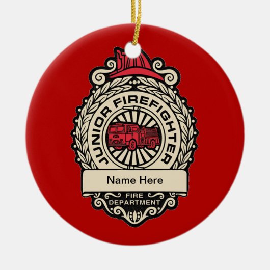 Junior Firefighter's Badge Keramisch Ornament (Voorkant)