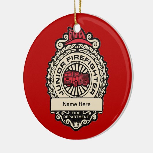 Junior Firefighter's Badge Keramisch Ornament (Links)