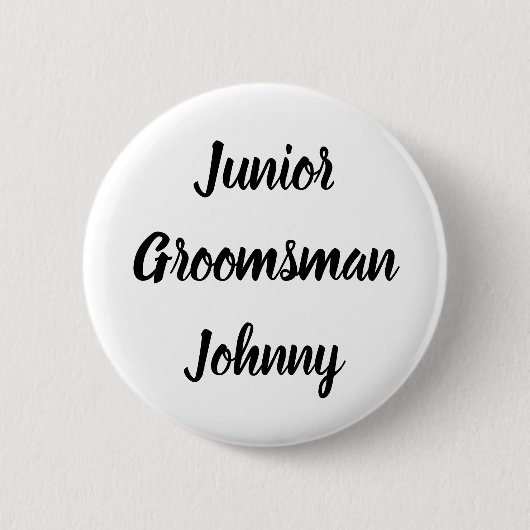 Junior Groomsman Black Custom Name Gifts Wedding Ronde Button 5,7 Cm (Voorkant)