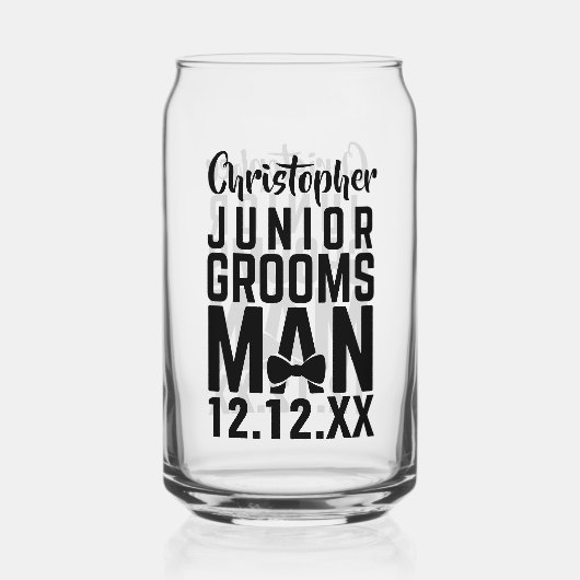 Junior Groomsman bruiloft gunst kan glas (Voorkant)
