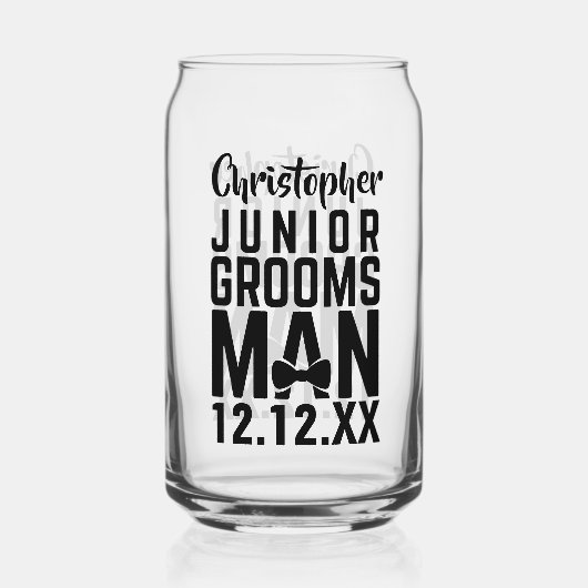 Junior Groomsman bruiloft gunst kan glas (Achterkant)