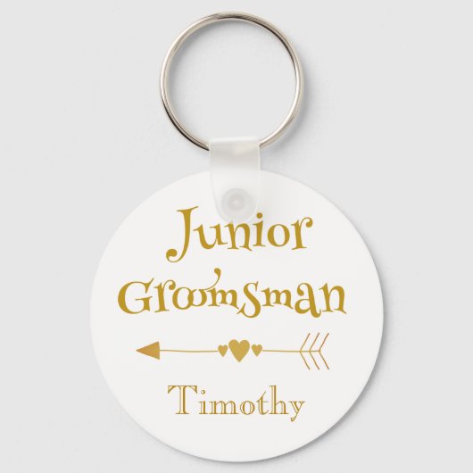 Junior Groomsman Golden en White Sleutelhanger (Voorkant)