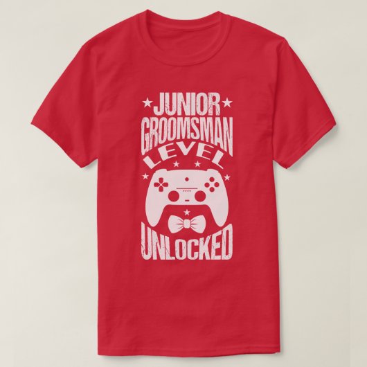 Junior Groomsman Niveau Ontgrendeld Bruiloft Parti T-shirt (Design voorkant)